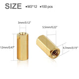 Motherboard Durable Brass Standoff, PCB Boards For Electrical Equipment-M3*12 (100 pcs per sale)