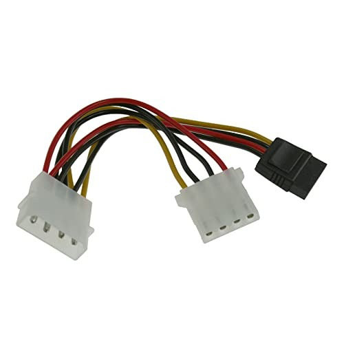 2-Pack SATA To Molex Power Adapter Cables - 6 Inch Length, Gold Plated