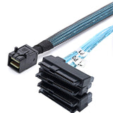 SFF-8643 Internal Mini SAS HD to (4) 29pin SFF-8482 connectors with SAS 15pin Power Port 12GB/S Cable