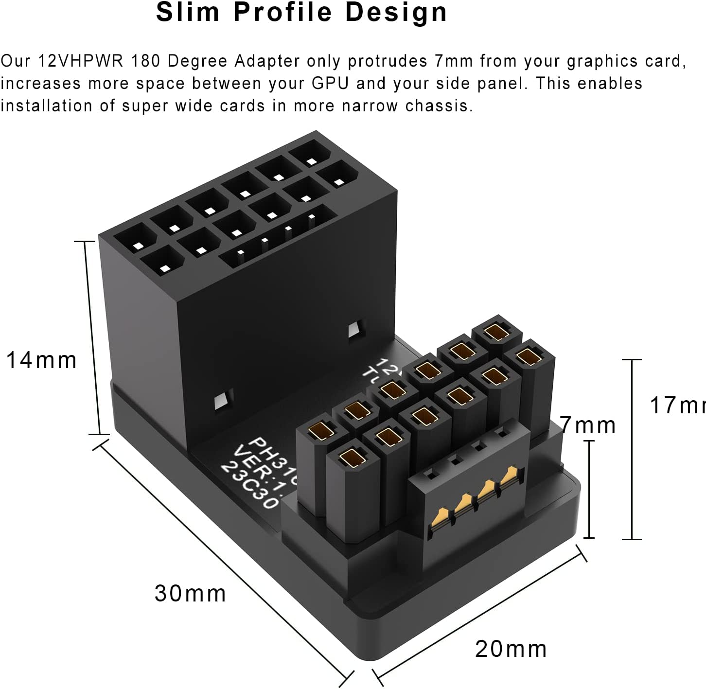 Pi Profile Adapter Pi+® (PiPlus®) 12VHPWR 180 Degree Angled Adapter ( TYPE A & B )