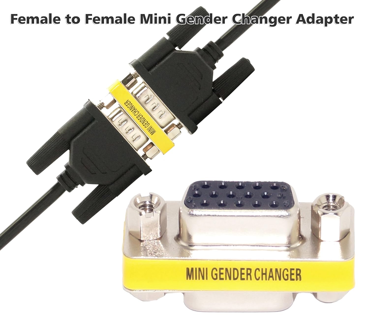 thumbnail image 2 of VGA SVGA 15 Pin Female To Female Plug Coupler Gender Changer Adapter Converter 2 of 14