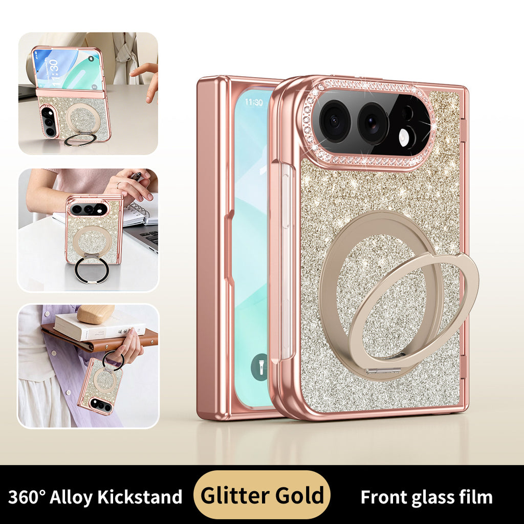 iPhone Duo / Fold 2026 Diamond Glow Case - MagSafe | 360 Swivel Kickstand | Magnetic Close