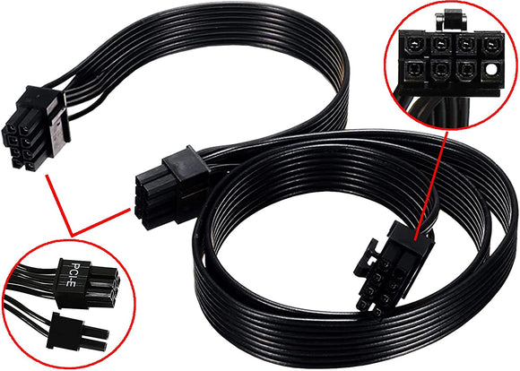 White GPU Power Cable PSU 8Pin to PCIe 6+2Pin for CORSAIR RM750x