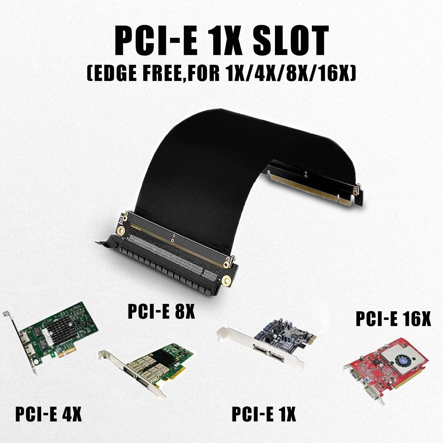 XT-XINTE PCIe 4X 8X 16X Grafikkarten-Verlängerungskabel 90 Grad PCI