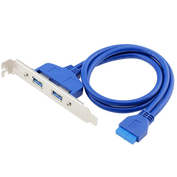 Pi+® (PiPlus®) 2 Port USB3.0 Hub 19Pin Header to Female Adapter Desktop Computer Rear Panel Motherboard Extension Bracket Cable