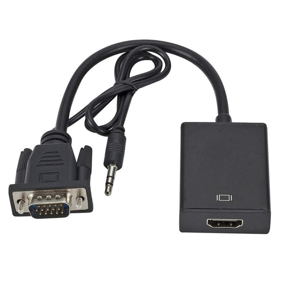 Pi+® (PiPlus®) VGA Male to HDMI Female Output 1080P HD+Audio Cable-TV AV Video Cable Converter Adapter