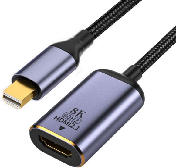 Pi+® (PiPlus®) 8K Mini DP Male to HDMI 2.1 Female Converter Cable