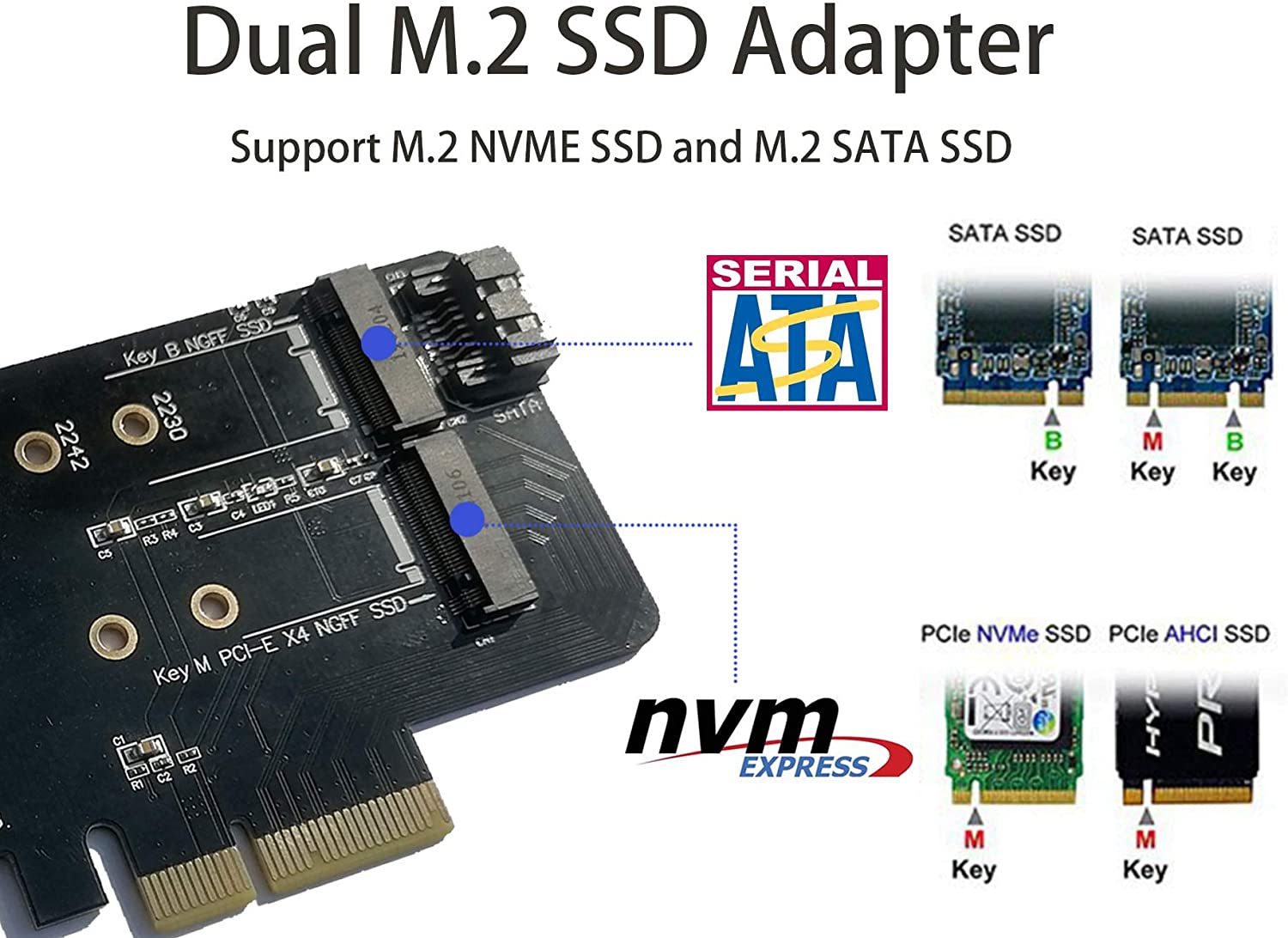BEYIMEI M.2 SATA SSD till 2,5 Tums SATA Adapterhölje, Dual B