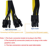 Pi+® (PiPlus®) 6 Pin Male to Dual 8 Pin (6+2)Male PCIe GPU Power Adapter Cable :(60cm+20cm)