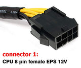 Pi+® (PiPlus®) CPU 8 Pin ATX Female to Dual 8(4+4) Pin Male 12V for Motherboard Power Adapter Cable
