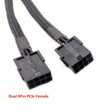 Pi+® (PiPlus®) Dual PCIe 8 Pin Female to Mini 12 Pin Male GPU Power Adapter Cable