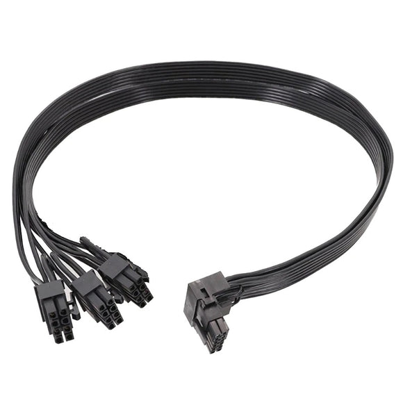 Pi+® (PiPlus®) 3XCPU 8Pin To 16Pin Male PCI-E 5.0 12VHPWR Elbow Adapter Cable