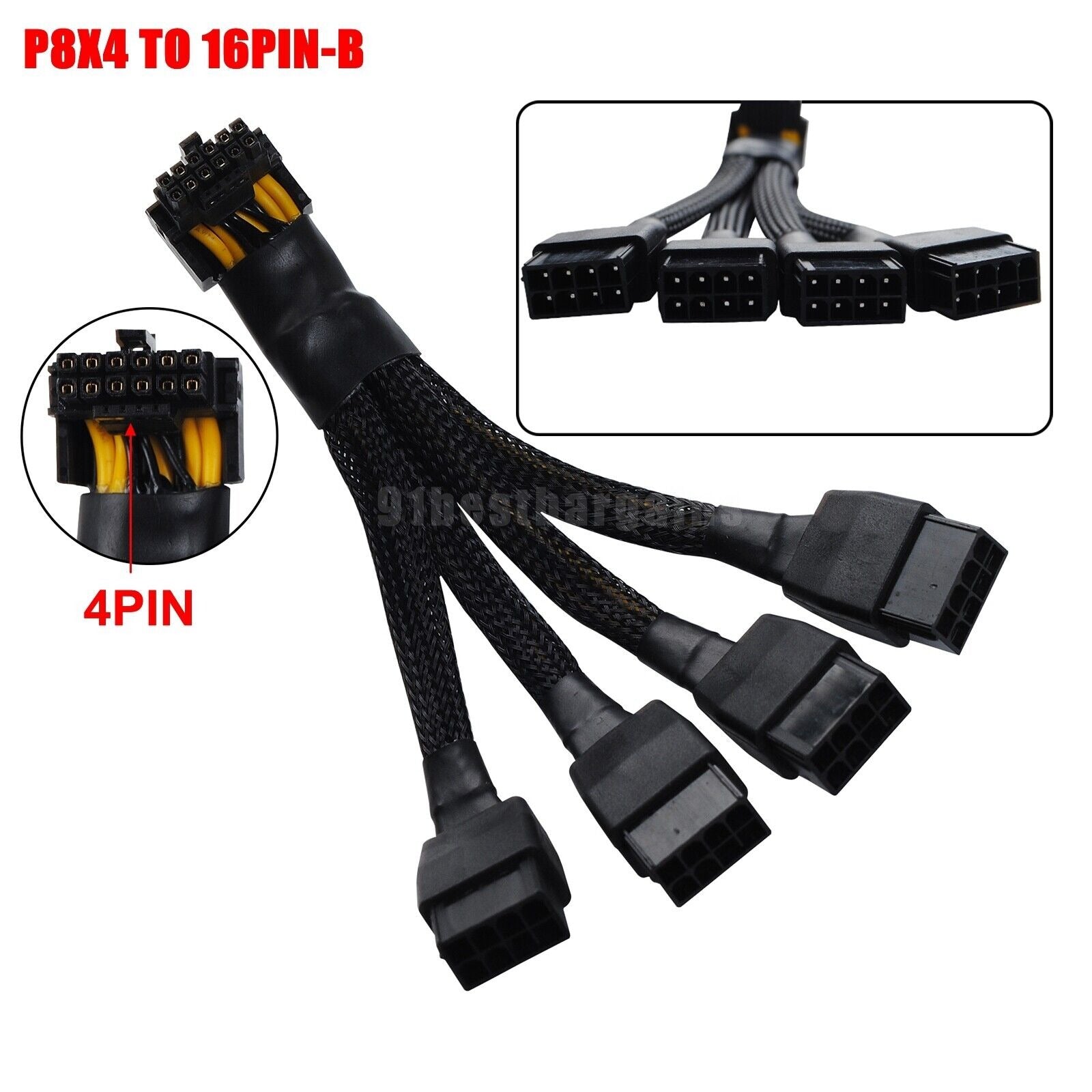 Pi+® (PiPlus®) 4x 8pin PCIe to 16pin 12VHPWR Cable 90 Degree Elbow App
