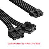 Pi+® (PiPlus®) PCIe 5.0 12VHPWR Dual 8 Pin PCIe Male to 12+4 Pin Male Cable