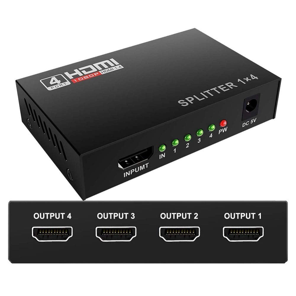 Pi+® (PiPlus®) HDMI Splitter 1 in 2 Out 1080P with High Speed HDMI Cab