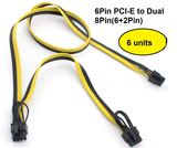 Pi+® (PiPlus®) 6 Pin Male to Dual 8 Pin (6+2)Male PCIe GPU Power Adapter Cable :(60cm+20cm)