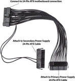 Pi+® (PiPlus®) 24 Pin 20+4 Dual Multiple PSU Power Supply Cable Splitter