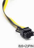 Pi+® (PiPlus®) 16AWG 6Pin to Single 8pin PCI-E Male-to-Male Adapter Cable-60cm
