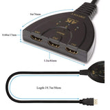 Pi+® (PiPlus®) 3 Port HDMI 4 K 1.4V Version Switch with Pigtail Cable